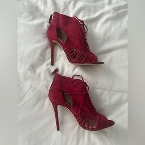 Unique Red Suede Heels